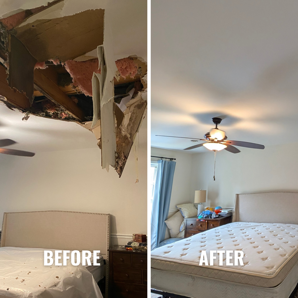 Bedroom Ceiling Water Damage Reparation