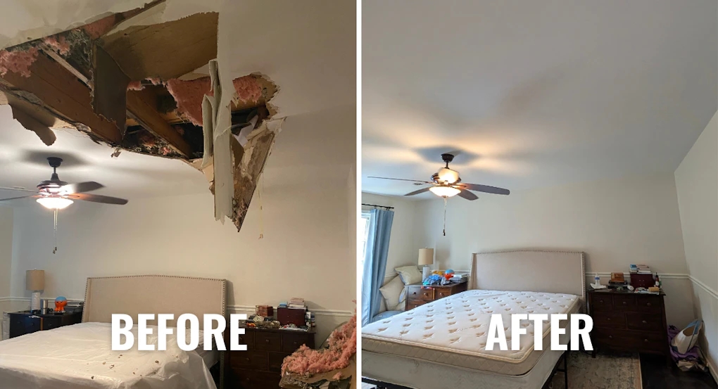Ceiling Water Damage Repair | Drywall Ceiling Repair Before & After
